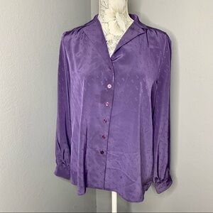 Vintage Hooper Monogrammed Purple 80s Blouse 16